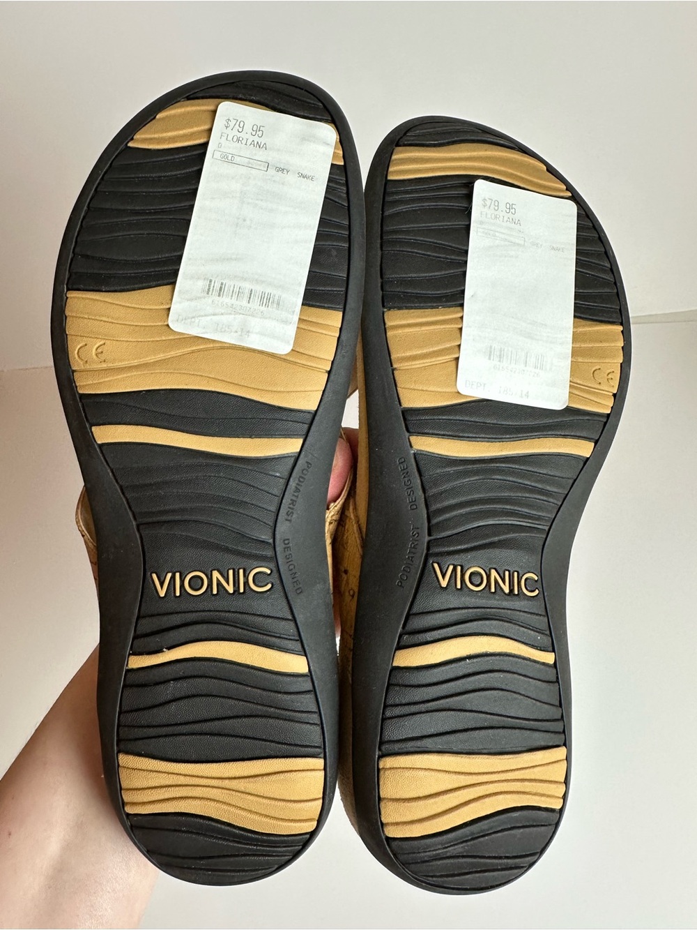 Vionic Floriana Sandals Tan Cork Beaded Orthotic Flip Flops Comfort Size 8.0 - Picture 9 of 10